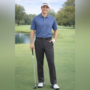 Greg Norman x Tasso Elba Shark Golf Pants Gray Plaid Stretch Mens 32x30